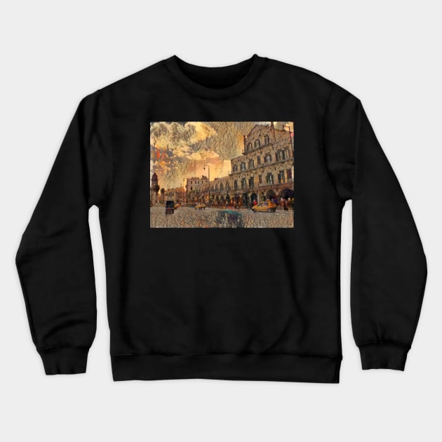 An Aleppian Facade with Street - Cortes Crewneck Sweatshirt by Homsalgia